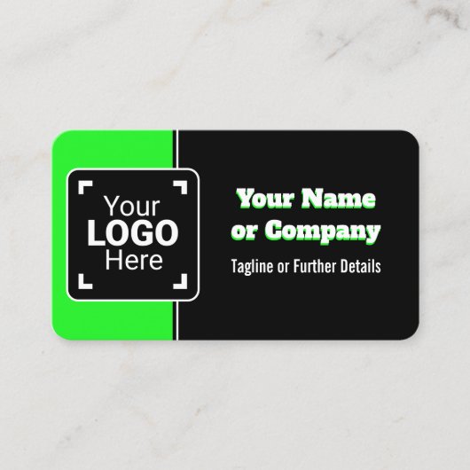 Carte De Visite Gras, Lumineuse Lime Vert, Noir & Blanc Propre Mar (Devant)