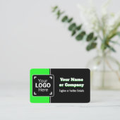 Carte De Visite Gras, Lumineuse Lime Vert, Noir & Blanc Propre Mar (Debout devant)