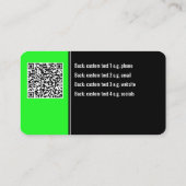 Carte De Visite Gras, Lumineuse Lime Vert, Noir & Blanc Propre Mar (Dos)