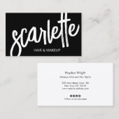 Carte De Visite Gras manuscrit Brush Script Beauté noire (Devant / Derrière)