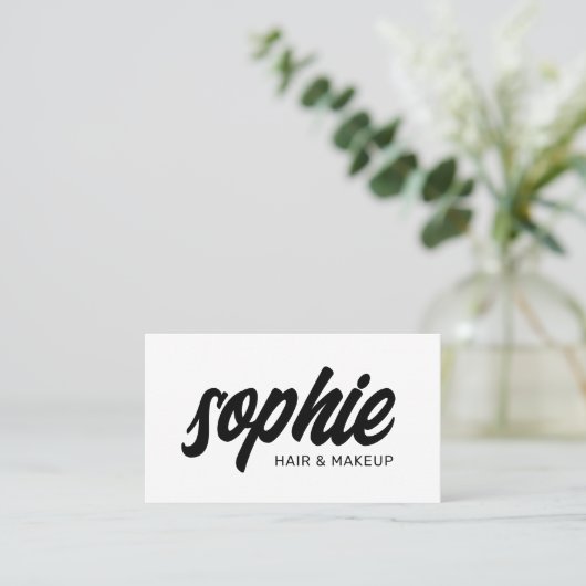 Carte De Visite Gras manuscrit Brush Script noir blanc beauté (Debout devant)