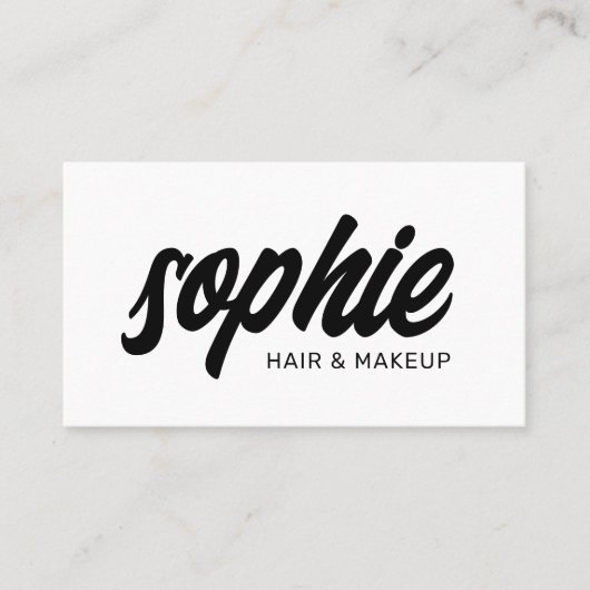Carte De Visite Gras manuscrit Brush Script noir blanc beauté (Devant)