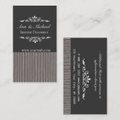 Carte De Visite Gras Masculine Motif rayé noir et gris (Devant / Derrière)