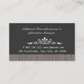 Carte De Visite Gras Masculine Motif rayé noir et gris (Dos)