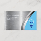 Carte De Visite Gras Metallic Bleu & Silver Electrician Business (Devant)