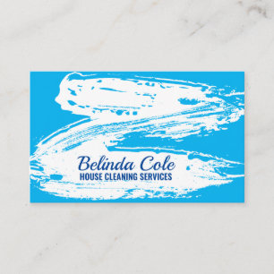 Carte De Visite Gras Moderne Bleu Et Blanc Splatter De Nettoyage