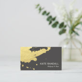 Carte De Visite Gras Moderne Brown Peinture dorée (Debout devant)