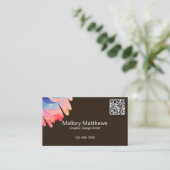 Carte De Visite Gras Moderne Code QR Graphiste Design Graphiste (Debout devant)