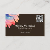 Carte De Visite Gras Moderne Code QR Graphiste Design Graphiste (Devant)