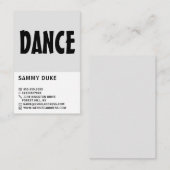 Carte De Visite Gras moderne, Danseur, Instructeur de danse (Devant / Derrière)