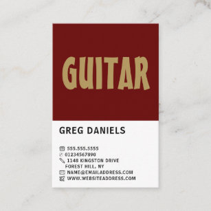 Carte De Visite Gras moderne, Guitariste, Musicien professionnel