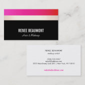 Carte De Visite Gras moderne Hot rose et noir or rayé (Devant / Derrière)