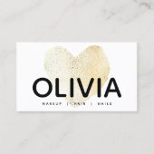 Carte De Visite Gras Moderne Or Coeur Blanc (Devant)