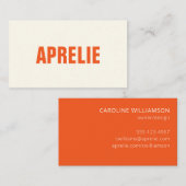 Carte De Visite Gras Moderne Orange Blanc Créatif Professionnel (Devant / Derrière)