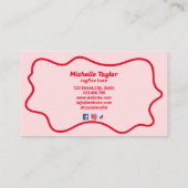 Carte De Visite Gras moderne rose rouge squiggle Wavy Retro (Dos)