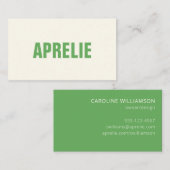 Carte De Visite Gras moderne vert blanc créatif Professionnel (Devant / Derrière)