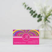 Carte De Visite Gras Monogram Funky Motif Hot Rose Design (Debout devant)
