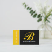 Carte De Visite Gras monogramme jaune noir attirant l'oeil (Debout devant)