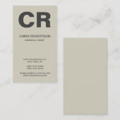 Carte De Visite Gras Monogramme moderne minimaliste (Devant / Derrière)