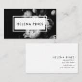 Carte De Visite Gras Moody Painterly Flowers Noir et Blanc (Devant / Derrière)