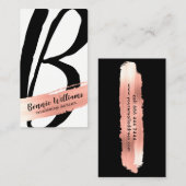 Carte De Visite Gras MUA Typographie Monogramme Rose Gold Splash (Devant / Derrière)