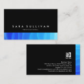 Carte de visite Gras noir Abstrait dégradé bleu (Devant / Derrière)