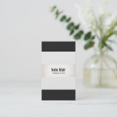 Carte De Visite Gras Noir Blanc Moderne FAUX Argent rayé (Debout devant)