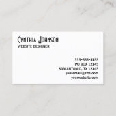 Carte De Visite Gras noir et blanc (Dos)