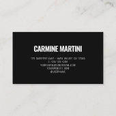 Carte De Visite Gras noir et blanc moderne (Dos)