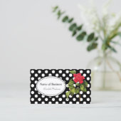 Carte De Visite Gras noir et blanc Pois Chic Camellia rouge (Debout devant)