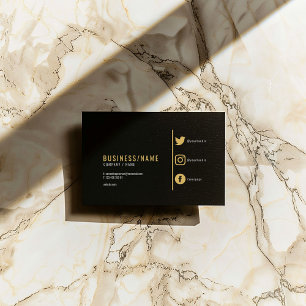Carte De Visite Gras noir et or icônes de médias sociaux