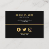 Carte De Visite Gras noir et or luxe des médias sociaux (Devant)