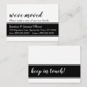 Carte De Visite Gras Nous avons Déplacé la carte, Blanc avec Black (Devant / Derrière)