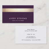 Carte De Visite Gras Or Gravé Gravé Moderne Purple Chic 2 (Devant / Derrière)