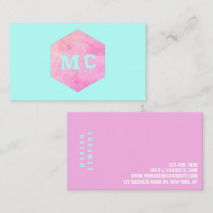 Carte De Visite Gras Pink Mint Turquoise Moderne Grunge Entreprise