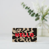 Carte De Visite Gras Police Hello moderne noir et rouge Kraft (Debout devant)