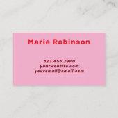 Carte De Visite Gras Police Rétro Super cerise Rouge Bourgogne Bon (Dos)