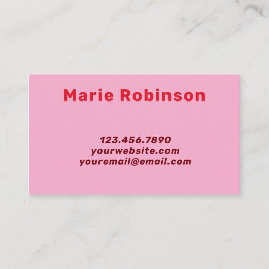 Carte De Visite Gras Police Rétro Super cerise Rouge Bourgogne Bon (Dos)