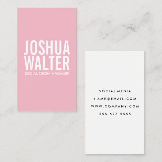 Carte De Visite Gras simple (rose) (Devant / Derrière)