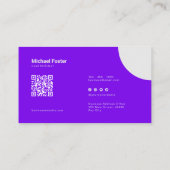 Carte De Visite Gras Simplicité blanc & mauve scannable Qrcode (Dos)