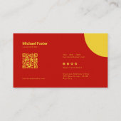 Carte De Visite Gras Simplicité jaune et rouge scannable Qrcode (Dos)