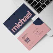 Carte De Visite Gras Simplicité rose et code qualité scannable mar