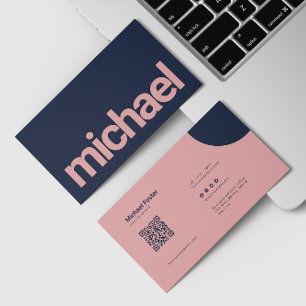Carte De Visite Gras Simplicité rose et code qualité scannable mar