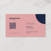 Carte De Visite Gras Simplicité rose et code qualité scannable mar (Dos)