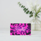 Carte De Visite Gras Super noir violet chaud rose Hello Neon brill (Debout devant)