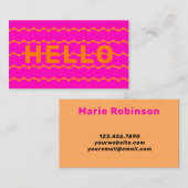 Carte De Visite Gras Super Squiggles brillant orange Hot rose Hell (Devant / Derrière)