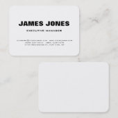 Carte De Visite Gras Texte noir blanc élégant moderne professionne (Devant / Derrière)