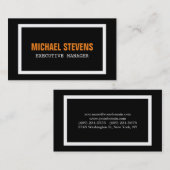 Carte De Visite Gras Texte noir blanc orange élégant professionnel (Devant / Derrière)