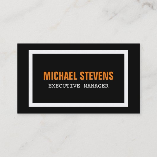 Carte De Visite Gras Texte noir blanc orange élégant professionnel (Devant)