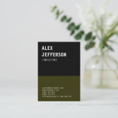 Carte De Visite Gras texte noir brun vert (Debout devant)